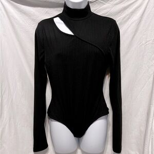 SO Black Ribbed Bodysuit Large